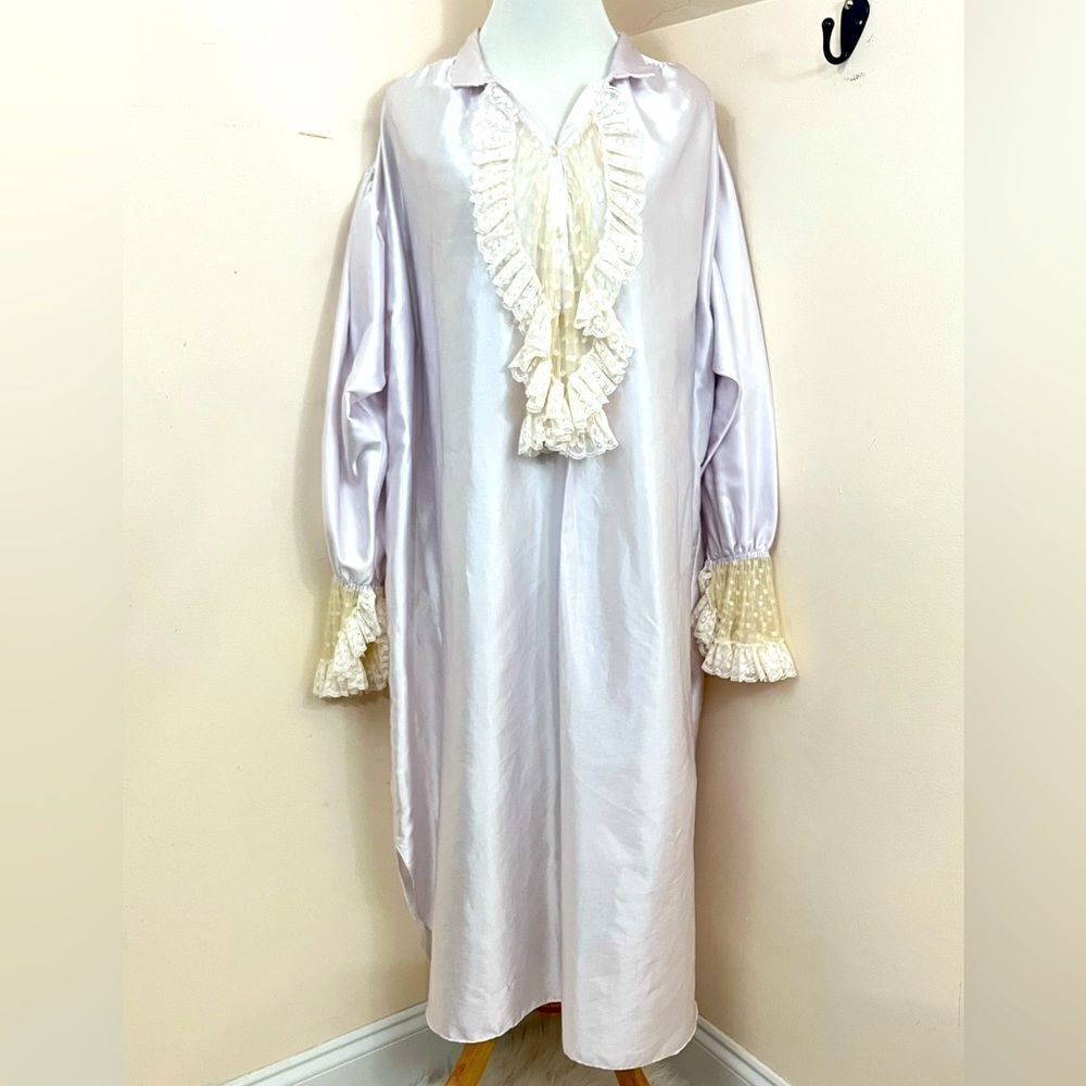 Christian Dior Vintage 80’s Does Victorian Satin and Lace Nightgown L